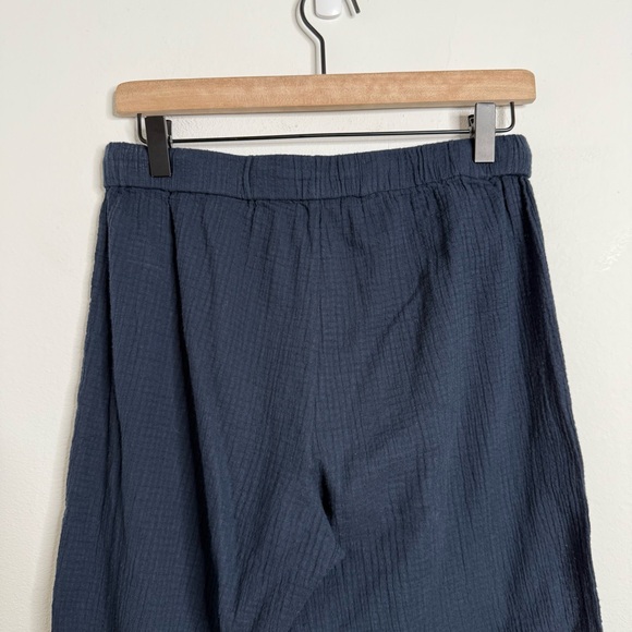 J. Crew Drapey Crinkle-cotton Beach Pant Navy XS Wide Leg Minimalist Fisherman - Picture 9 of 16